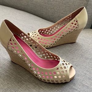 Lilly Pulitzer Peep-toe Wedge Heels sz 9